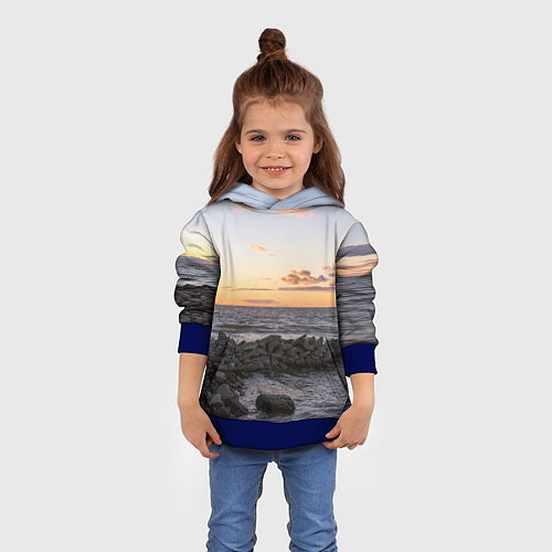 Детская толстовка Закат солнца на Финском заливе / 3D-Синий – фото 4