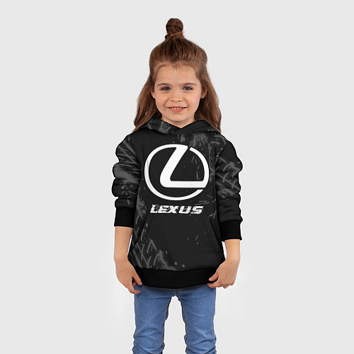Детская толстовка Lexus speed на темном фоне со следами шин / 3D-Черный – фото 4
