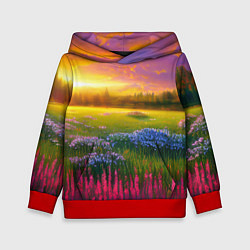 Толстовка-худи детская Летний закат, цвет: 3D-красный