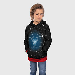 Толстовка-худи детская Телец знак зодиака на звездном небе, цвет: 3D-красный — фото 2