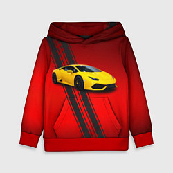 Толстовка-худи детская Итальянский гиперкар Lamborghini Aventador, цвет: 3D-красный