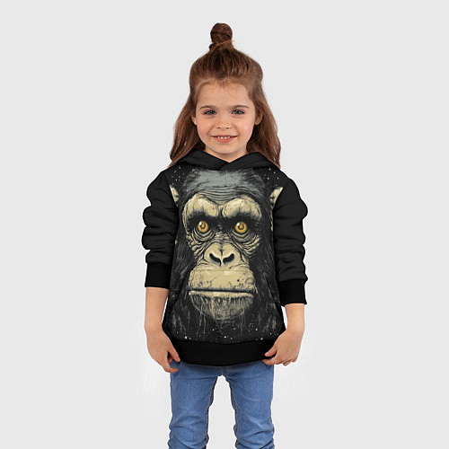 Детская толстовка Портрет обезьяны: арт нейросети / 3D-Черный – фото 4