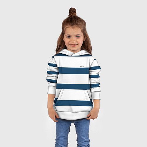 Детская толстовка Бело-синий полосатый узор / 3D-Белый – фото 4