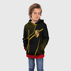 Толстовка-худи детская Porsche - Gold line, цвет: 3D-красный — фото 2