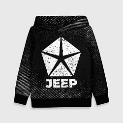 Толстовка-худи детская Jeep с потертостями на темном фоне, цвет: 3D-черный