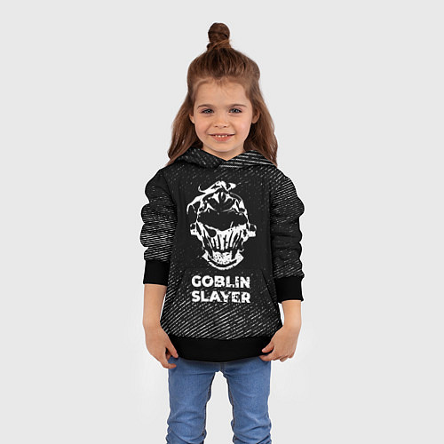 Детская толстовка Goblin Slayer с потертостями на темном фоне / 3D-Черный – фото 4