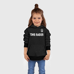 Толстовка-худи детская Tomb Raider glitch на темном фоне: символ сверху, цвет: 3D-черный — фото 2
