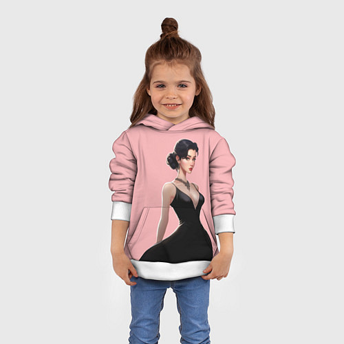 Детская толстовка Girl in black dress - pink / 3D-Белый – фото 4