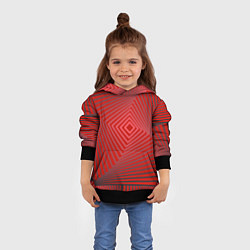 Толстовка-худи детская Орнамент из красных линий, цвет: 3D-черный — фото 2