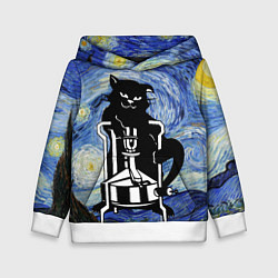 Детская толстовка Кот Бегемот на примусе в Звездной ночи