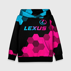 Толстовка-худи детская Lexus - neon gradient: символ сверху, цвет: 3D-черный