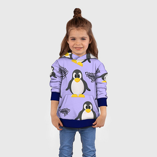 Детская толстовка Пингвин и веточка / 3D-Синий – фото 4