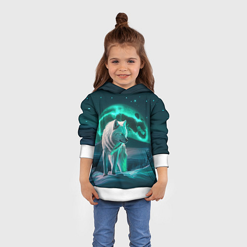 Детская толстовка Белый волк в зимнем лесу / 3D-Белый – фото 4