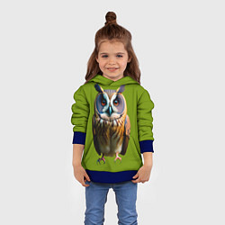 Толстовка-худи детская Разноцветная сова, цвет: 3D-синий — фото 2