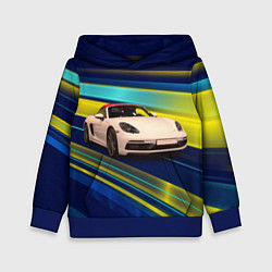 Толстовка-худи детская Спортивная немецкая машина Porsche 911, цвет: 3D-синий