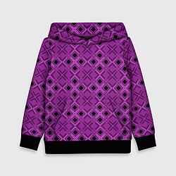 Толстовка-худи детская Геометрический узор в пурпурных и лиловых тонах, цвет: 3D-черный
