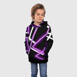 Толстовка-худи детская Фиолетовые полоски с неоном, цвет: 3D-черный — фото 2