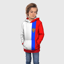 Толстовка-худи детская Цвета России - герб, цвет: 3D-красный — фото 2