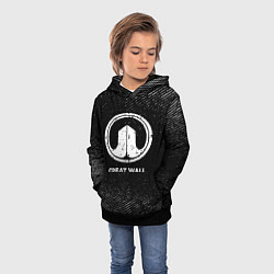 Толстовка-худи детская Great Wall с потертостями на темном фоне, цвет: 3D-черный — фото 2