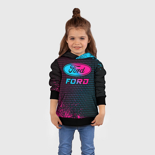 Детская толстовка Ford - neon gradient / 3D-Черный – фото 4