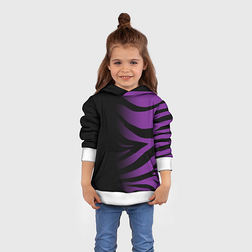 Детская толстовка Фиолетовый с черными полосками зебры / 3D-Белый – фото 4