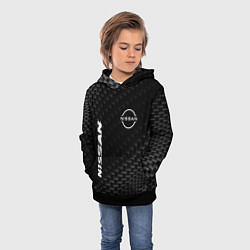 Толстовка-худи детская Nissan карбоновый фон, цвет: 3D-черный — фото 2