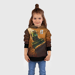 Толстовка-худи детская Farming Simulator - Зеленый трактор, цвет: 3D-черный — фото 2