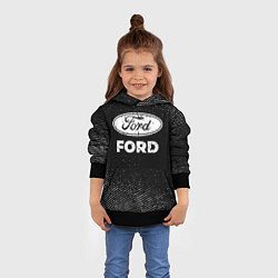 Толстовка-худи детская Ford с потертостями на темном фоне, цвет: 3D-черный — фото 2