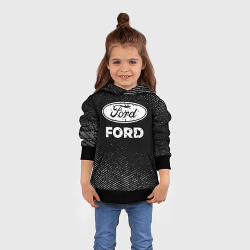 Детская толстовка Ford с потертостями на темном фоне / 3D-Черный – фото 4