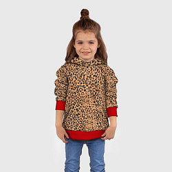 Толстовка-худи детская Оранжевое леопардовое поле, цвет: 3D-красный — фото 2