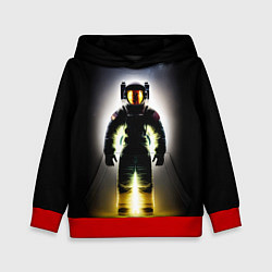 Толстовка-худи детская Неоновый космонавт - нейросеть, цвет: 3D-красный