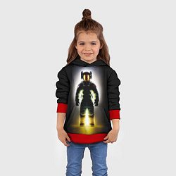 Толстовка-худи детская Неоновый космонавт - нейросеть, цвет: 3D-красный — фото 2