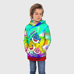 Толстовка-худи детская Baby Shark Brooklyn and friends, цвет: 3D-красный — фото 2