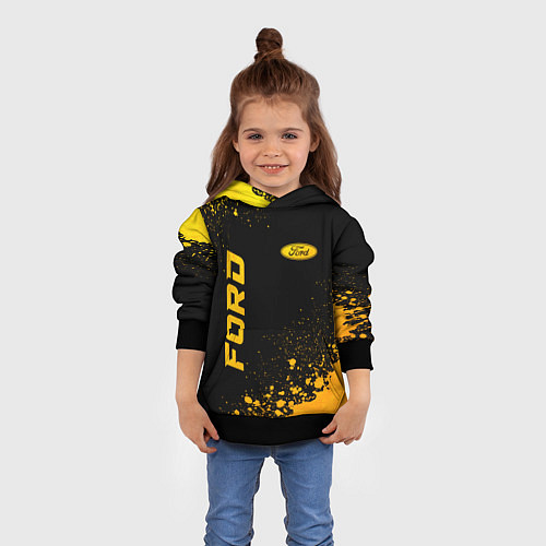 Детская толстовка Ford - gold gradient: надпись, символ / 3D-Черный – фото 4