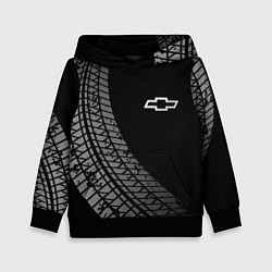 Толстовка-худи детская Chevrolet tire tracks, цвет: 3D-черный