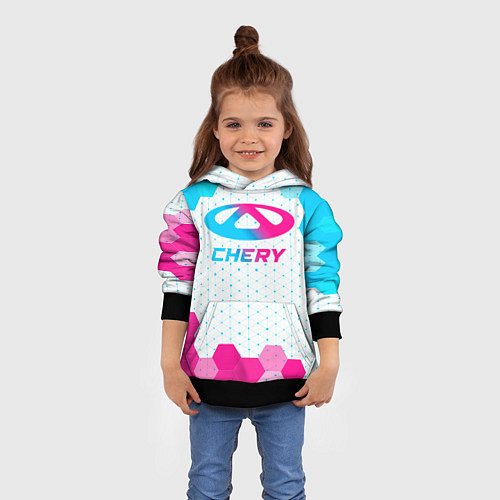 Детская толстовка Chery neon gradient style / 3D-Черный – фото 4