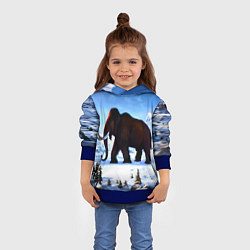 Толстовка-худи детская Мамонт ледникового периода, цвет: 3D-синий — фото 2
