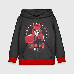 Толстовка-худи детская Boxing club - боксёр, цвет: 3D-красный