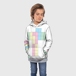 Толстовка-худи детская Тетрис буква т падающие блоки, цвет: 3D-меланж — фото 2