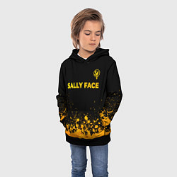 Толстовка-худи детская Sally Face - gold gradient: символ сверху, цвет: 3D-черный — фото 2
