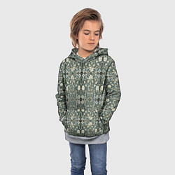 Толстовка-худи детская Белые цветочки на сером фоне, цвет: 3D-меланж — фото 2