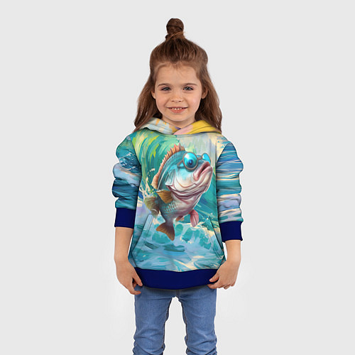 Детская толстовка Карп на волне / 3D-Синий – фото 4