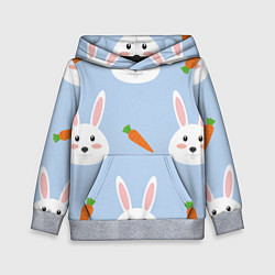 Толстовка-худи детская Зайчики и морковки, цвет: 3D-меланж