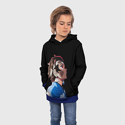 Толстовка-худи детская Танджиро - клинок - минимализм, цвет: 3D-синий — фото 2