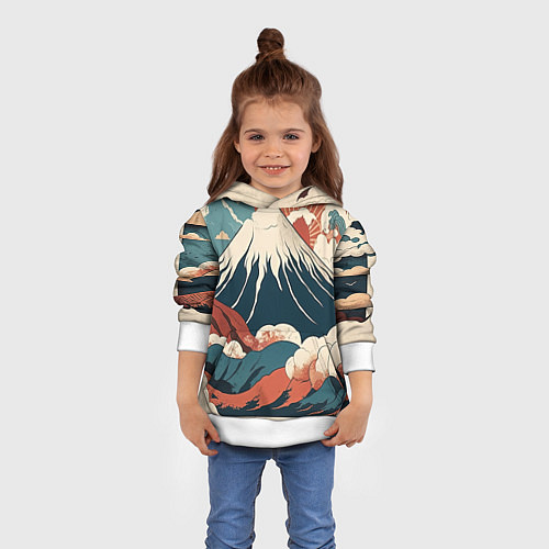 Детская толстовка Ретро Фудзияма / 3D-Белый – фото 4