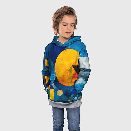 Детская толстовка Жёлтая и синяя геометрия / 3D-Меланж – фото 3