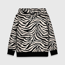 Толстовка-худи детская Полосатая шкура зебры, белого тигра, цвет: 3D-черный