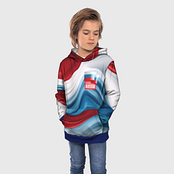 Толстовка-худи детская Флаг России абстракт, цвет: 3D-синий — фото 2
