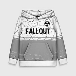 Толстовка-худи детская Fallout glitch на светлом фоне: символ сверху, цвет: 3D-белый