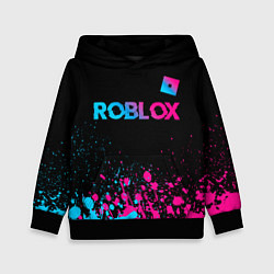 Толстовка-худи детская Roblox - neon gradient: символ сверху, цвет: 3D-черный